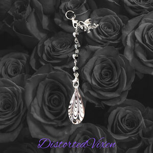 Dragon Charm Necklace with Burgundy Lace Glass & Hematite – Gothic Protection